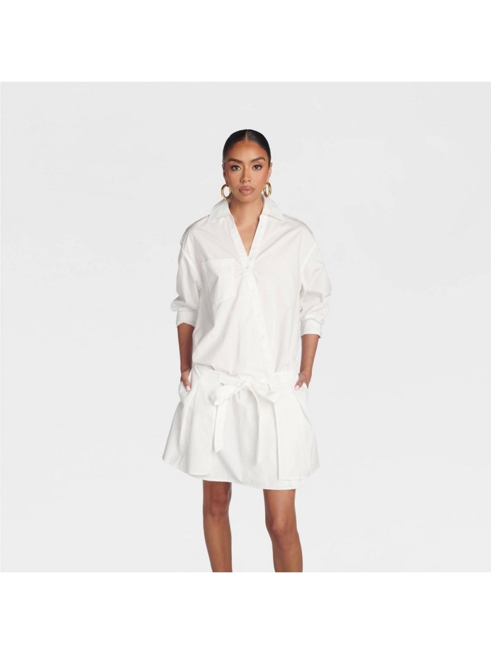 NWT KBB By Kahlana White “the apron dress” with Tie Waist. Size S. 100% cotton